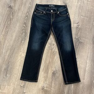 Silver Suki Cropped Dark Wash Denim Jeans Sz 28